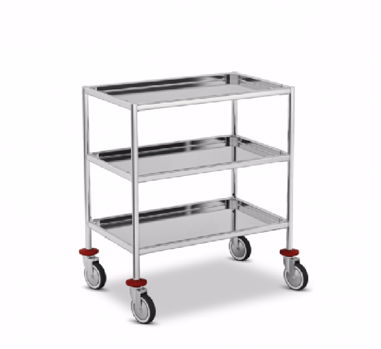 Stainless steel trolley with 3 plateaux.
Dim. cm 80x50x93h.