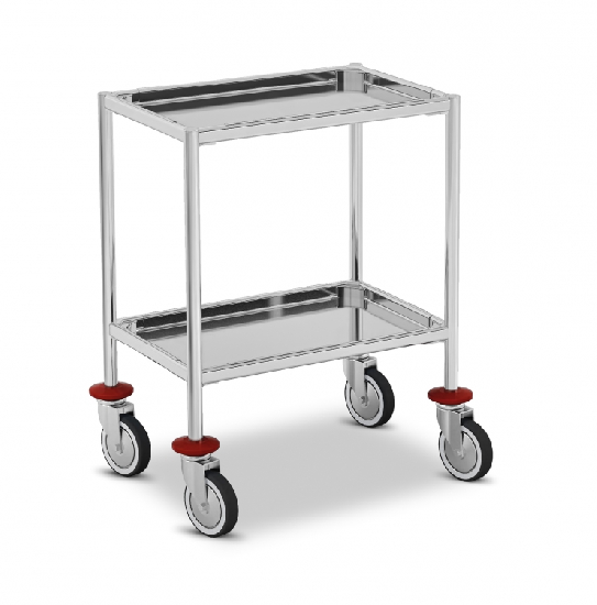 Stainless steel trolley with 2 plateaux.
Dim. cm 60x40x80h.