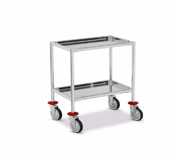 Stainless steel trolley with 2 plateaux.
Dim. cm 80x50x80h.