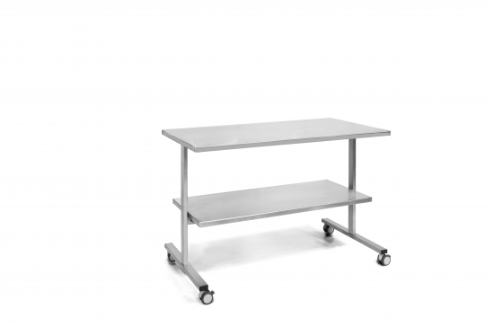 Instrument table, stainless steel, with shelf.