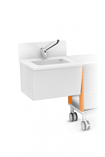 Hanging sinks in Corian, complete with mixer, plumbing and...